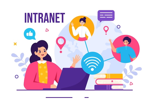 intranet internet network connection technology vector illustration to share information
