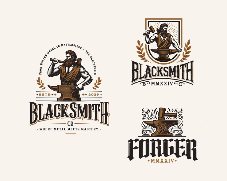 Vektor iron goddess blacksmith metal industry logo template for business