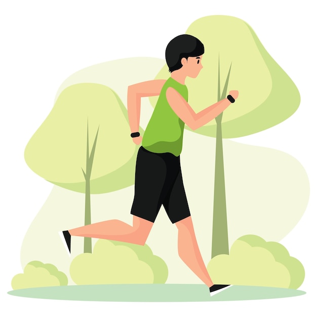 Isolated colored abstract boy character running Vector illustration