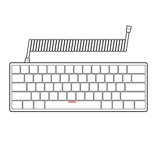 Isolated outline simple icon of 60 percent compact size keyboard a computer symbol
