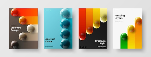 Isolated realistic balls flyer illustration collection