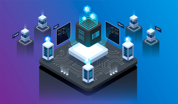 isometric design concept virtual reality and augmented reality. 