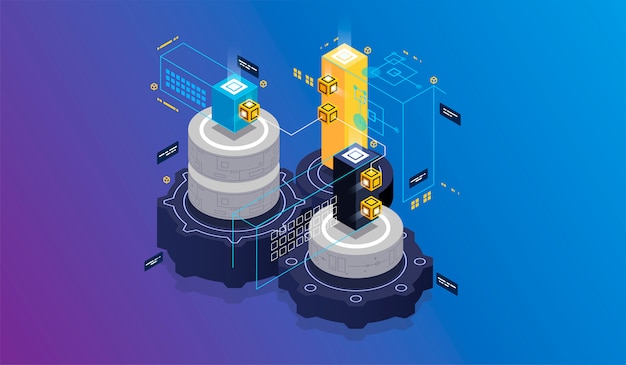 Isometric design concept virtual reality and augmented reality.