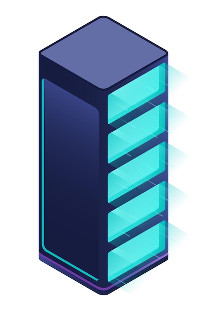 Isometric futuristic server Isometric database or data center Abstract blockchain Computer storage Cloud storage Isometric technology