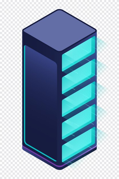 Isometric futuristic server Isometric database or data center Abstract blockchain Computer storage Cloud storage Isometric technology