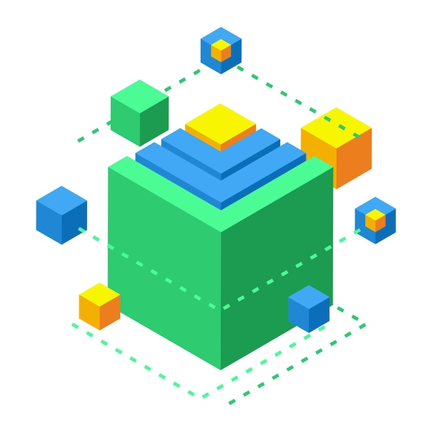 isometric icon for achieving the goal in process of brain development development neural connection