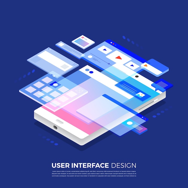 isometric illustrations concept  user interface design ui / ux