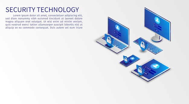 isometric network security information transfer background data security modern concept