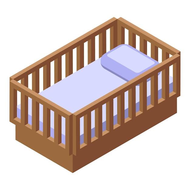 Isometric wooden baby crib illustration