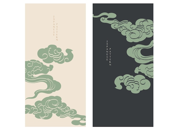 japanese background with line chinese cloud pattern vector abstract template natural retro style