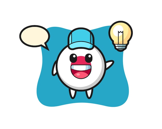 Japonská vlajka, roztomilý styl designu pro tričko, samolepku, logo