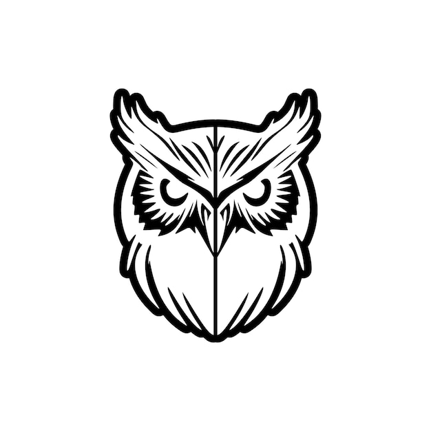 Jednoduché černé a bílé vektorové logo sovy