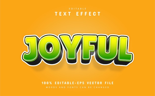 joyful text, editable text effect cartoon style