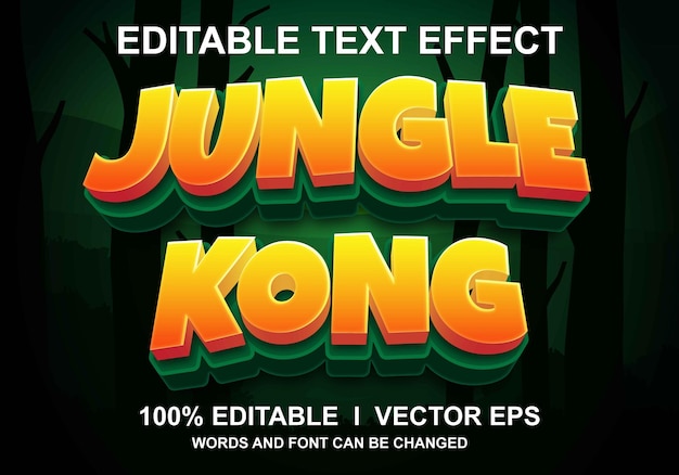 jungle kong vector text effect with modern style design