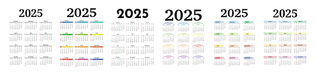 Kalendář pro rok 2025 izolovaný na bílém pozadí