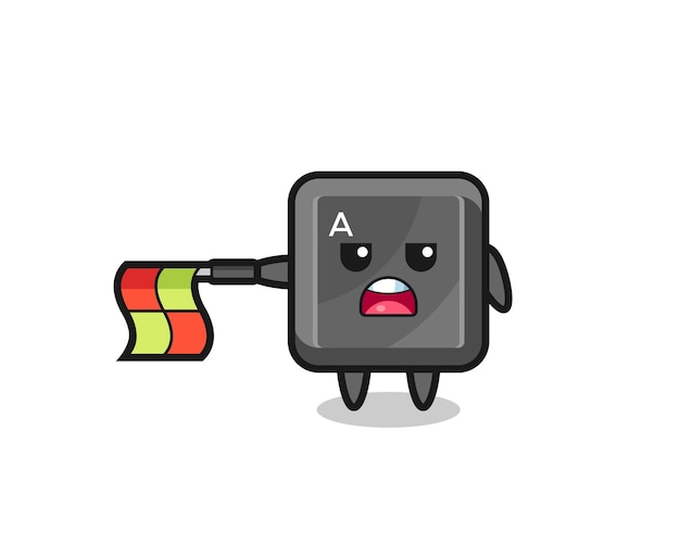 keyboard button character as line judge hold the flag straight horizontally