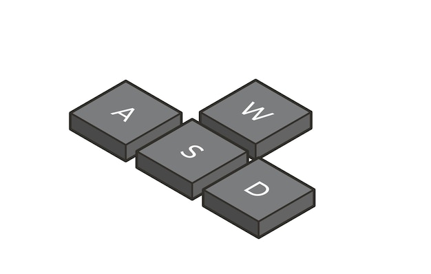 Keyboard control keys AWSD in isometric style