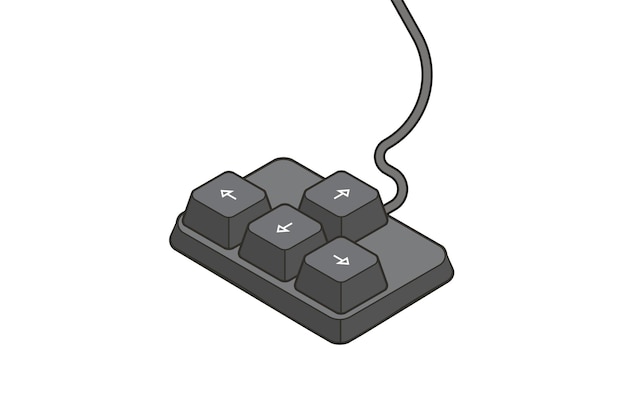 Keyboard control keys with arrow keys in isometric style
