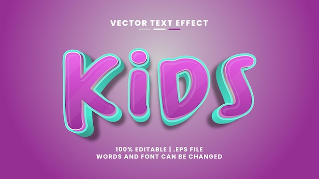 Kids 3d editable text effect in cartoon and game text style