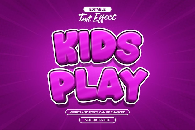 Kids play editable text effect with purple background