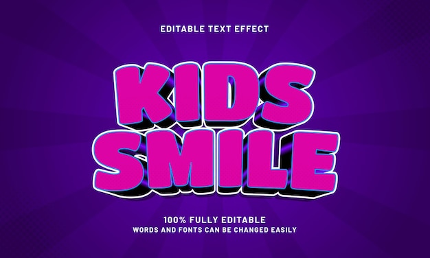kids smile editable text effects with a kids and game theme