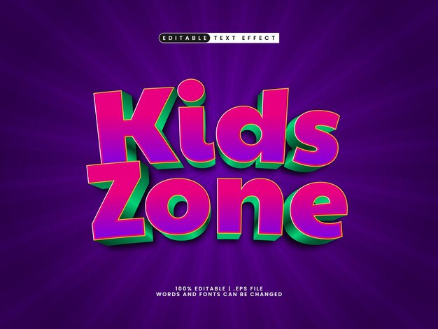 kids zone editable text effect in game and kids text style