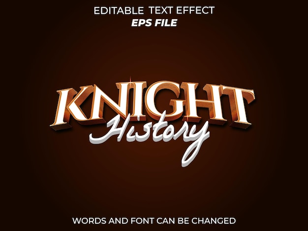 knight editable text effect 3d font style use for logo and business brand vector template