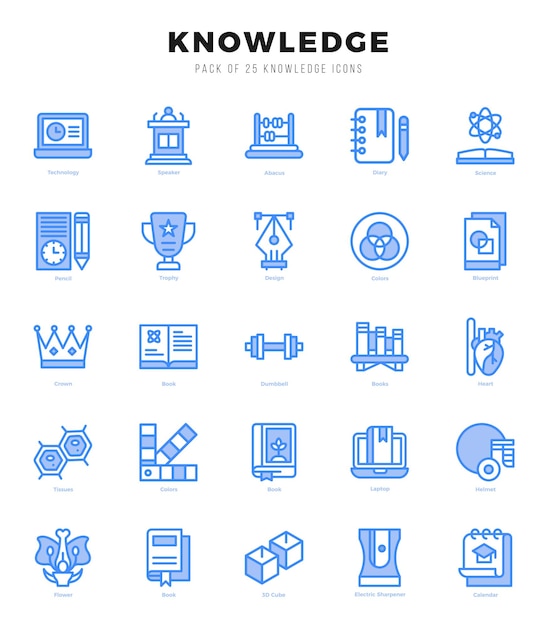 Knowledge elements Two Color web icon set Simple vector illustration