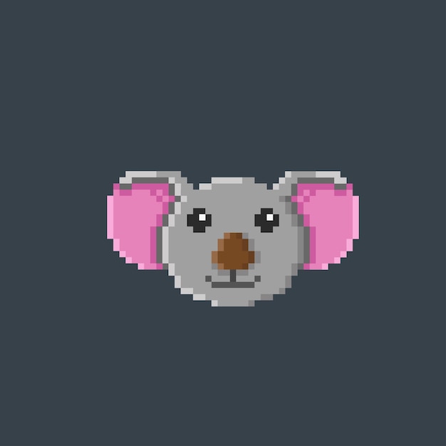 koala head in pixel art style