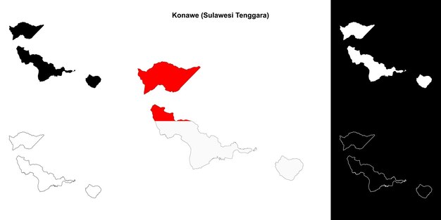 Konawe blank outline map set
