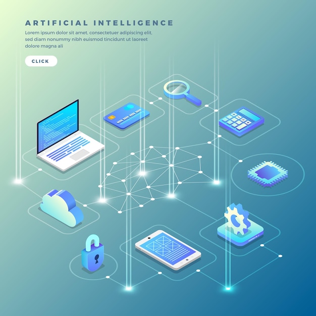 Koncept ilustrace umělé inteligence AI