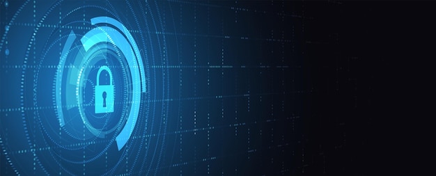Koncept internetové digitální bezpečnostní technologie pro firemní pozadí Zámek na desce s obvody