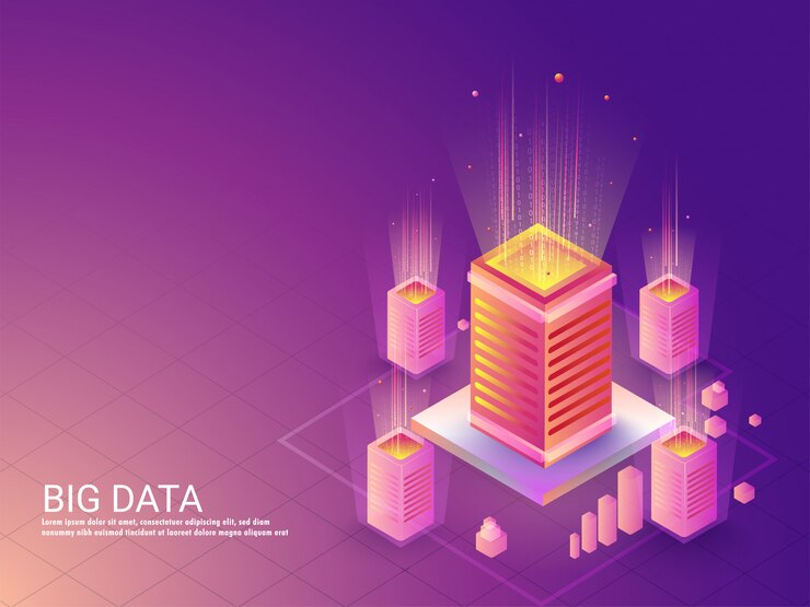 Vektor koncept vstupní stránky založený na big data.