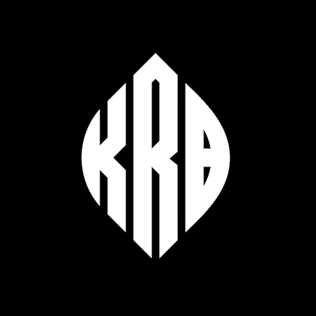 KRB circle letter logo design with circle and ellipse shape KRB ellipse letters with typographic style The three initials form a circle logo KRB Circle Emblem Abstract Monogram Letter Mark Vector