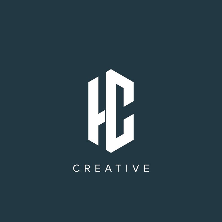 Vektor kreativní minimalistické obchodní logo s písmeny ch hc, černobílá ikona monogramu