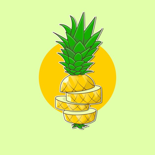Kreslený vektorová ilustrace s plátkem ananasu