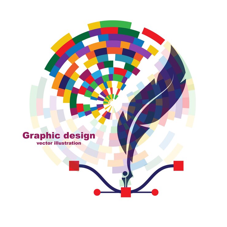 Vektor kurzor nástroje pero – kreativní barevné logo, grafický design