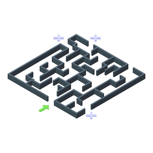 Labyrint risk icon isometric vector Return management Low business