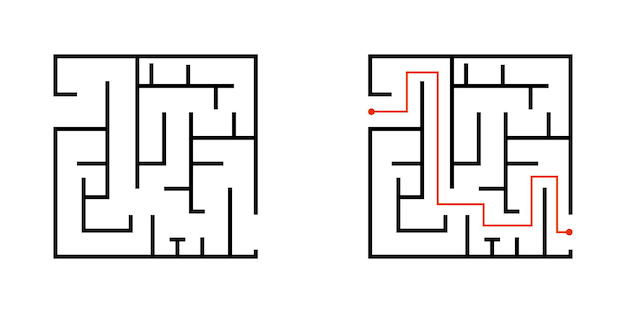 Labyrinth game on white background. Find right way. Logic game maze for kids or child's.