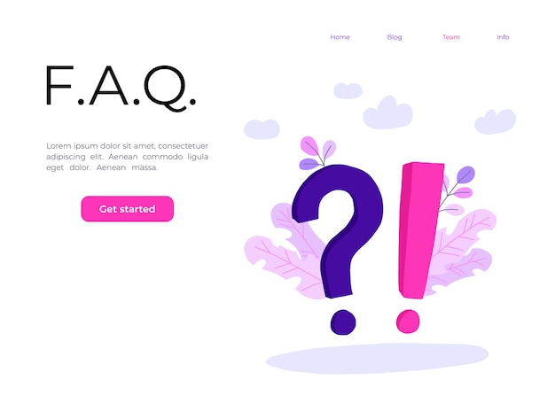 Landing page template of Frequently Asked Question Concept.