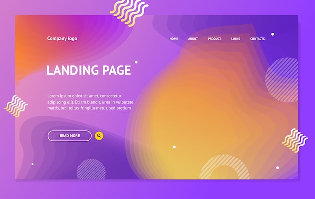 landing page template on abstract color background design vector