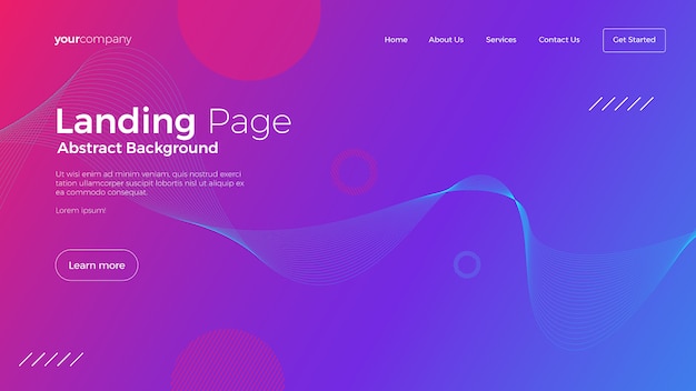 landing page template with abstract gradient design