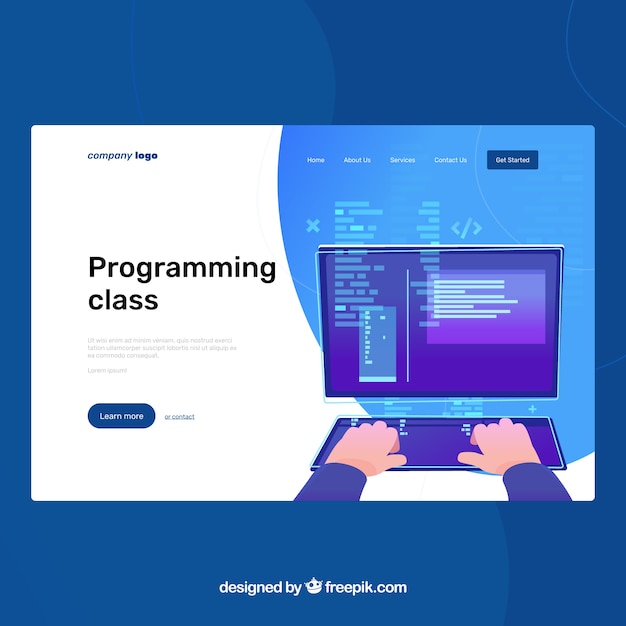 landing page template with programming concept 
