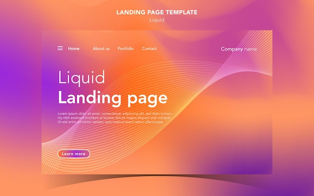 landing page with liquid background