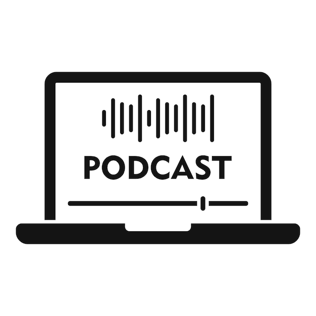 laptop podcast icon simple illustration of laptop podcast vector icon for web design isolated on white background
