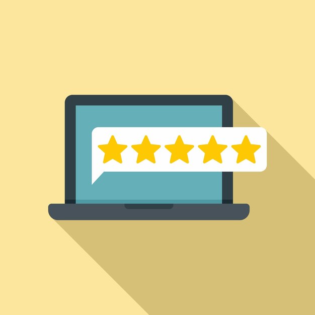 Laptop reputation icon Flat illustration of laptop reputation vector icon for web design