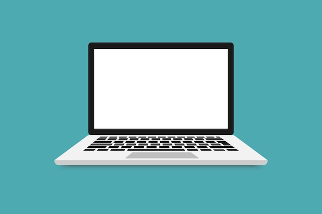 laptop with blank screen computer front view