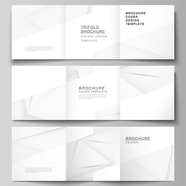   layout of square cover design templates for trifold brochure, flyer, magazine, cover design, book design, brochure cover. halftone effect decoration with dots. dotted pop art pattern decoration
