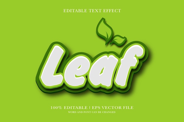 leaf editable text effect with 3d vector design