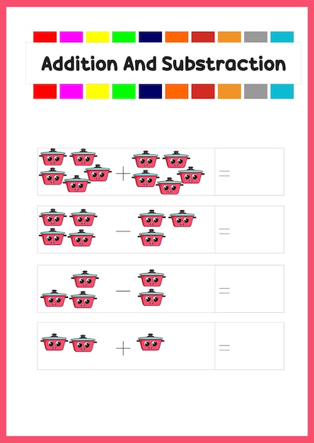 Learn addition and subs traction for kids count cooking pot